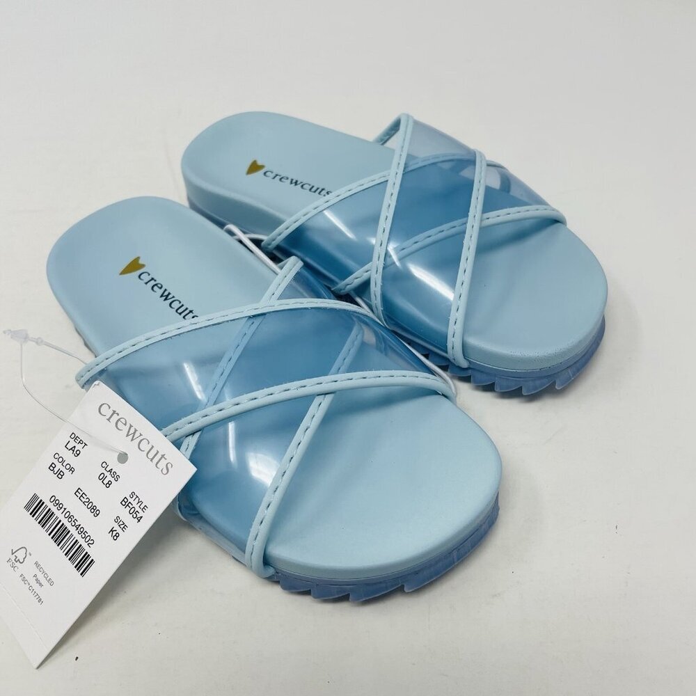 J Crew Crewcuts‎ Little Girl K8 Slip On Pool Clear Jelly Sandals in Blue $45 214